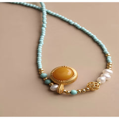 Amber & Turquoise Windfall Luck Necklace