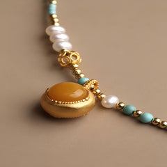 Amber & Turquoise Windfall Luck Necklace