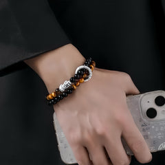 Tiger's Eye and Obsidian Wealth Energy Bracelet