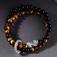 Tiger's Eye and Obsidian Wealth Energy Bracelet