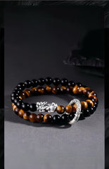 Tiger's Eye and Obsidian Wealth Energy Bracelet