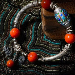 Harmony Flow Bracelet - Nanyo Red Agate & Antique Silver Charm Bracelet